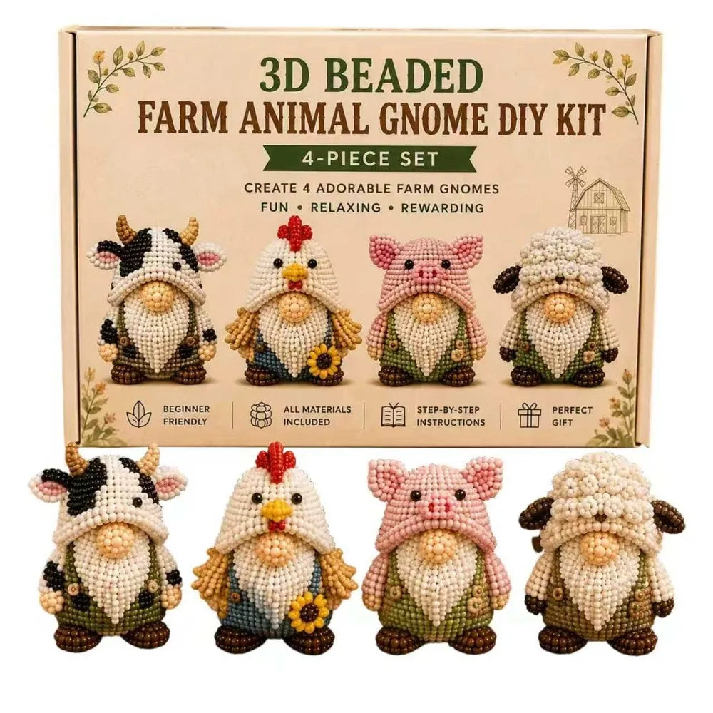 3D Beaded DIY Craft Kit – Gnome & Animal Ornaments DIY Bead Craft Kit PLUSH Style 6