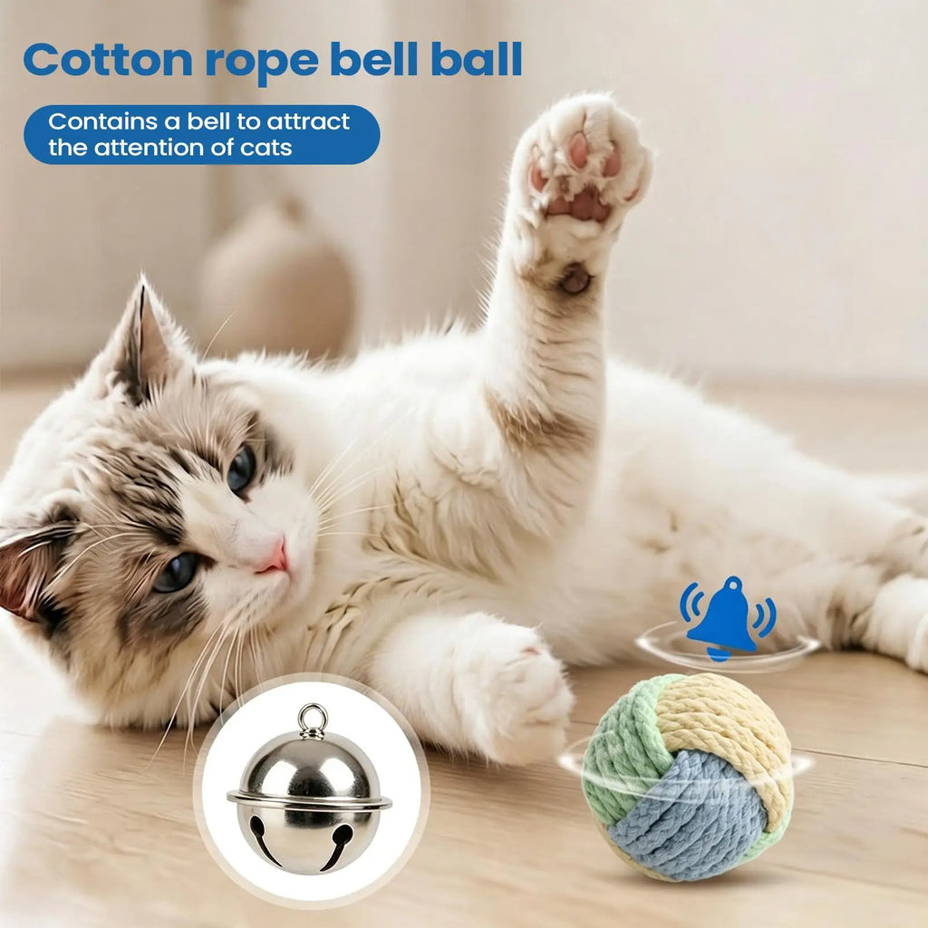Interactive Cotton Rope Bell Ball Cat Chew Toy – 1 PC Cat Chew Toy PLUSH