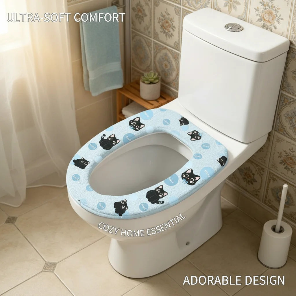 Washable Toilet Seat Cushion Pads – 2pc Universal Fit, No Residue Toilet Seat Cushion PLUSH