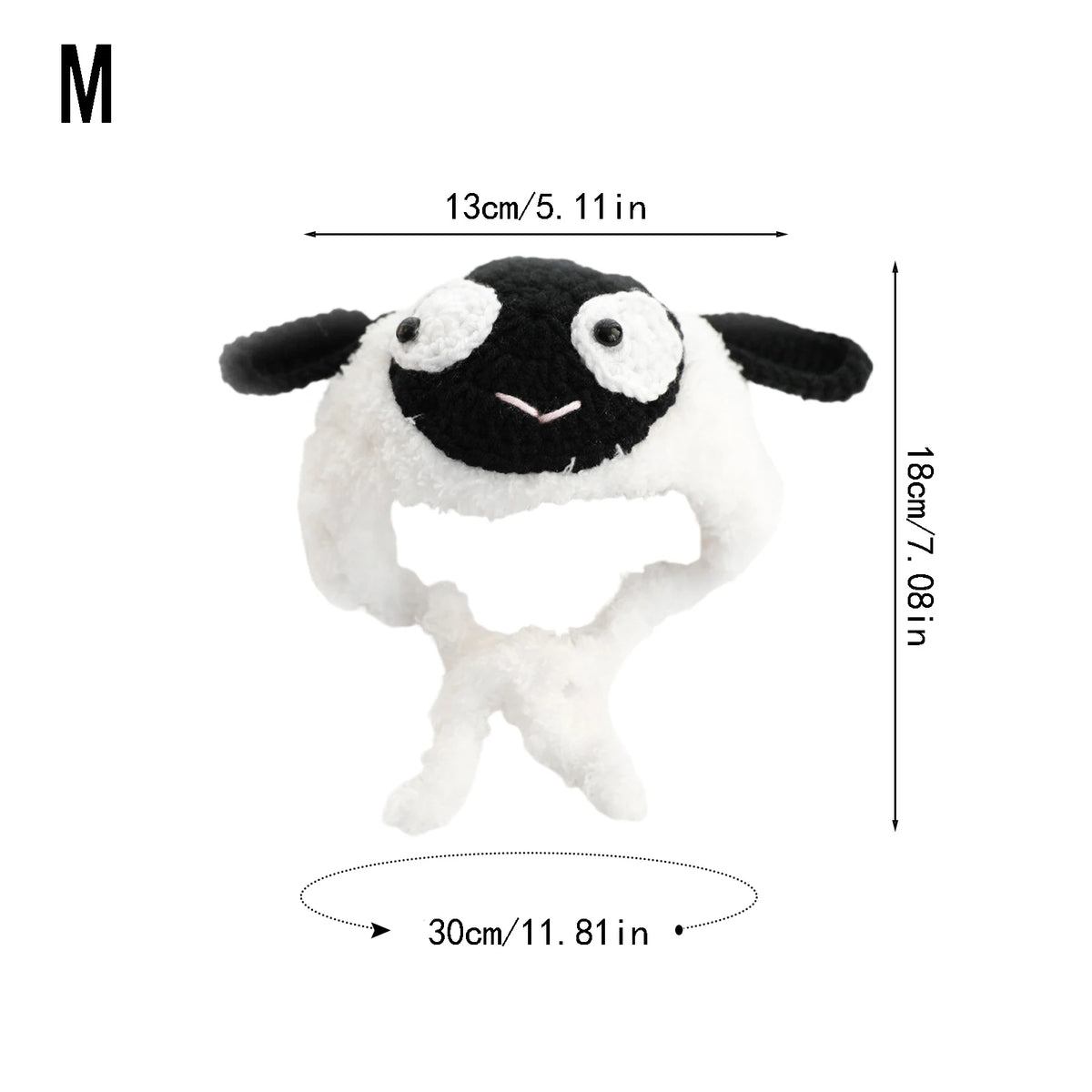 Sheep Plush Pet Hat – Cat & Dog Cosplay Headwear Pet Costume Hat PLUSH Black M