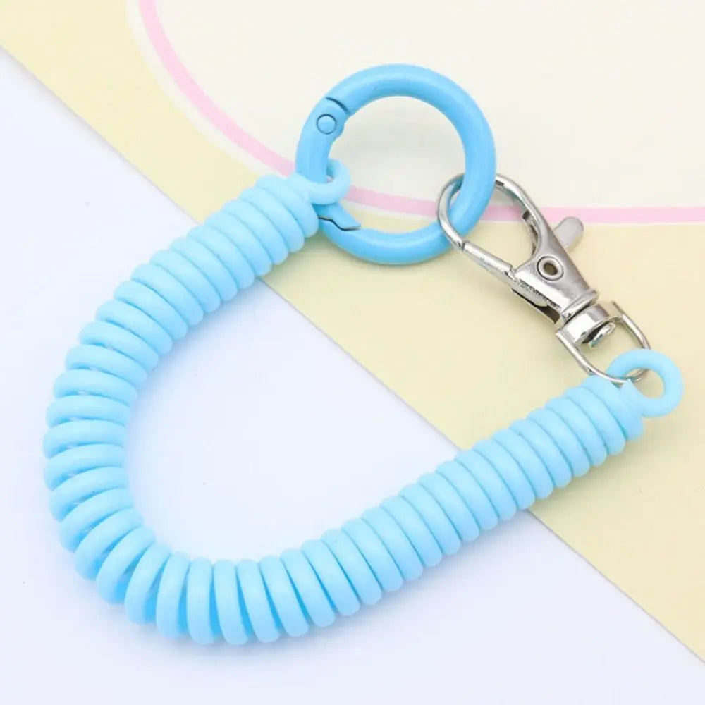 Spiral Spring Coil Key Chain – Metal Lobster Clasp Spring Coil Key Chain PLUSH baby blue