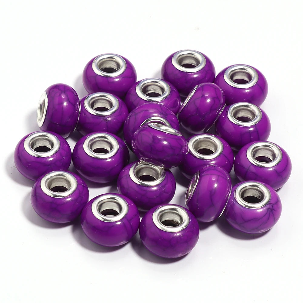 20pcs 14mm Colorful Large Hole Resin Spacer Beads – DIY Jewelry Resin Spacer Beads PLUSH Deep Purple
