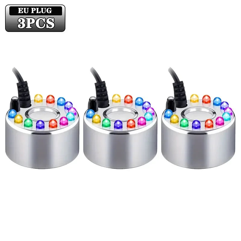 Mini LED Fog Machine Water Fountain Mister – Party Decor LED Fog Machine PLUSH 12LED-3Pcs