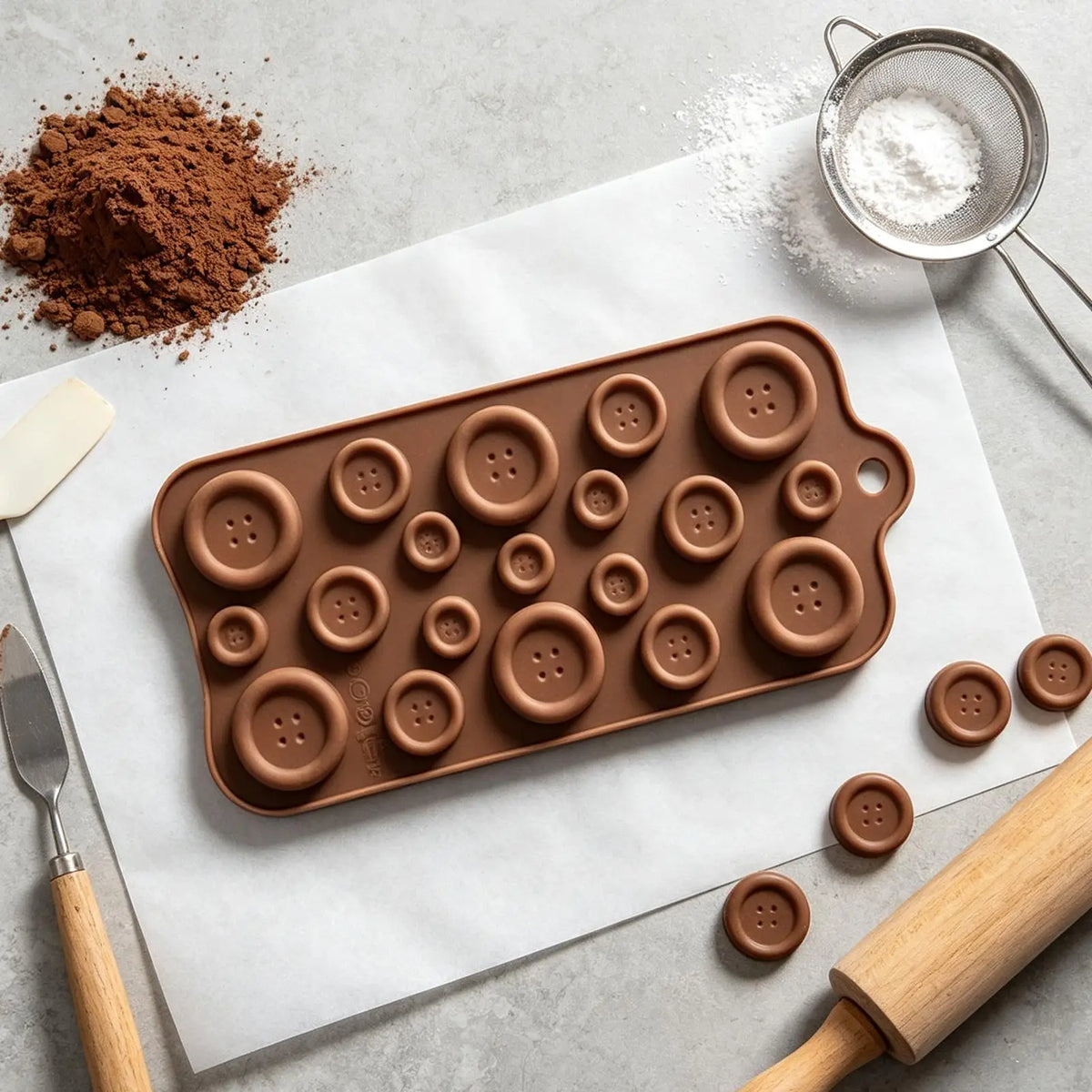 Silicone Chocolate Molds – Button, Letter & Number Shapes Silicone Baking Mold PLUSH