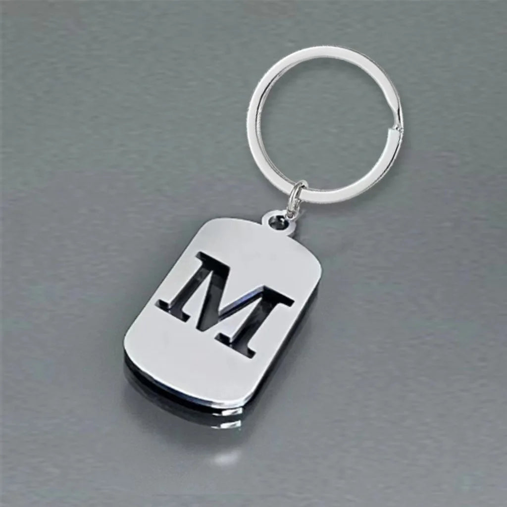 Stainless Steel Initial Letter Keychain – Men's Bag Pendant