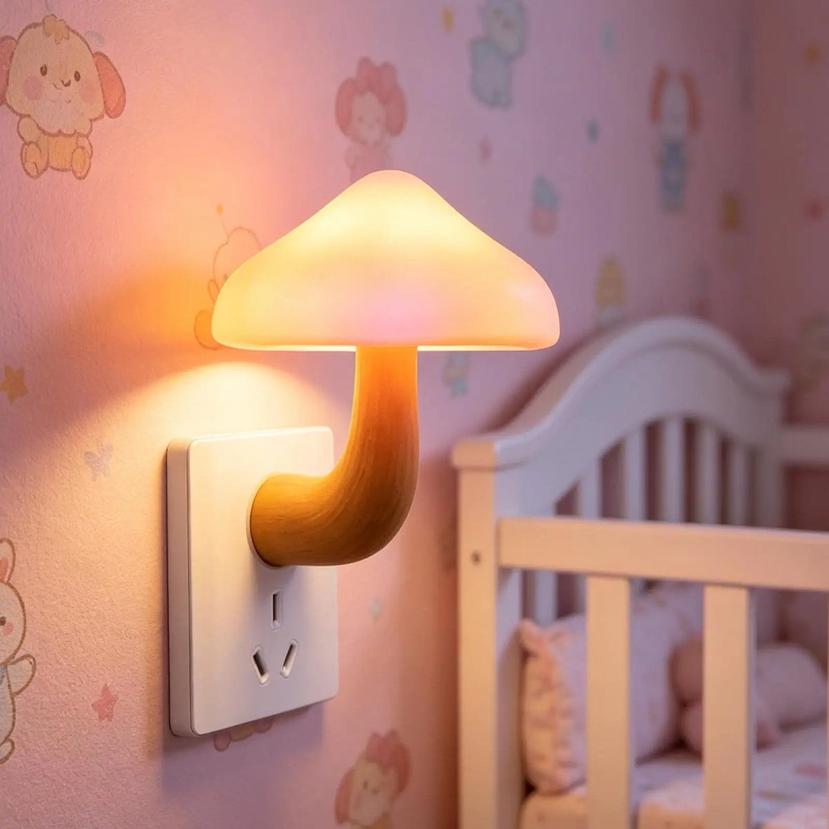 LED Mushroom Night Light – Auto Dusk-to-Dawn Sensor Plug-In LED Night Light PLUSH