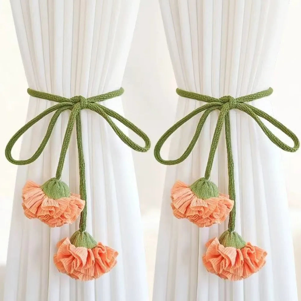Tulip Curtain Tiebacks – Adjustable Tie Rope Straps, 1 Pair Curtain Tiebacks PLUSH style 1