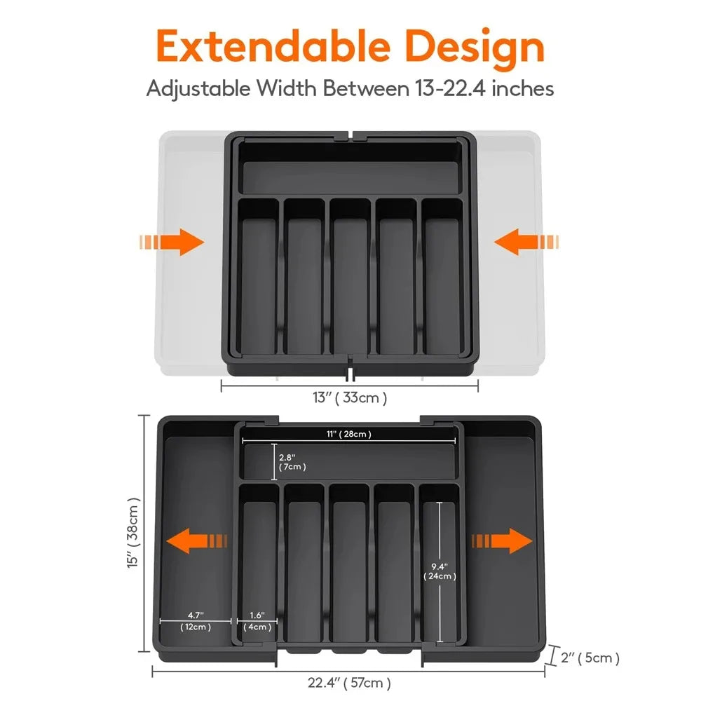 Adjustable Silverware Drawer Organizer – Expandable Utensil Tray Drawer Organizer Tray PLUSH