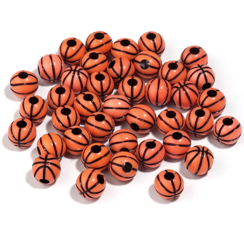 50pcs Sport Ball Acrylic Spacer Beads – DIY Jewelry Making Acrylic Spacer Beads PLUSH Orange