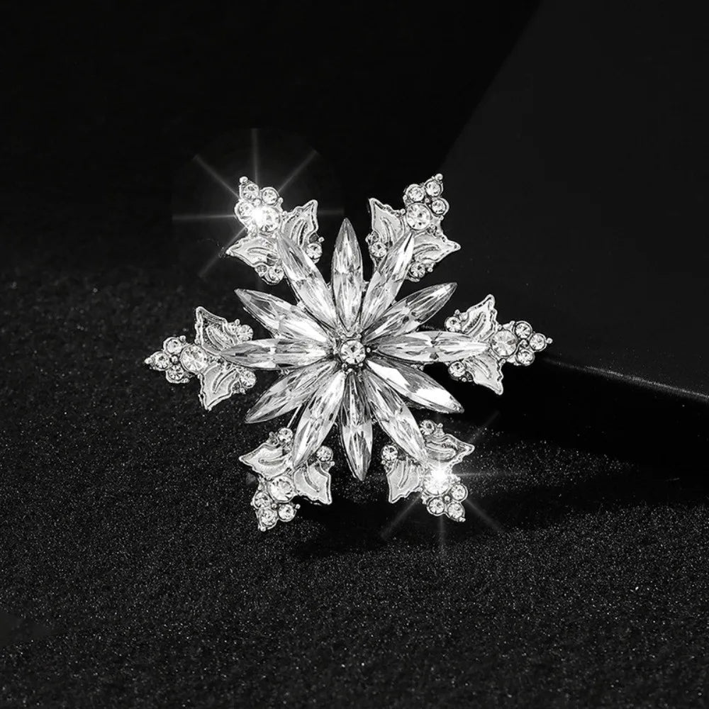 Vintage Snowflake Rhinestone Brooch Pin – Elegant Holiday Rhinestone Brooch Pin PLUSH Style A