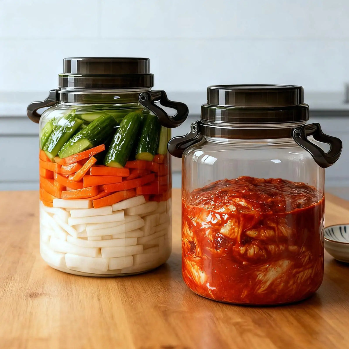 5L Airtight Pickle Jar with Lid & Handle | Clear Storage Food Storage Jar PLUSH