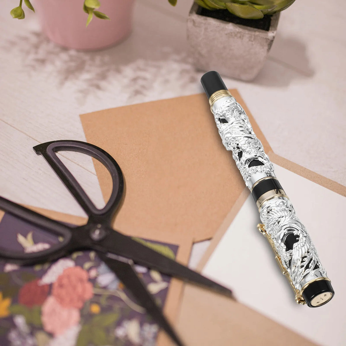 Dragon Phoenix Zinc Alloy Vintage Fountain Pen | Calligraphy Fountain Pen PLUSH