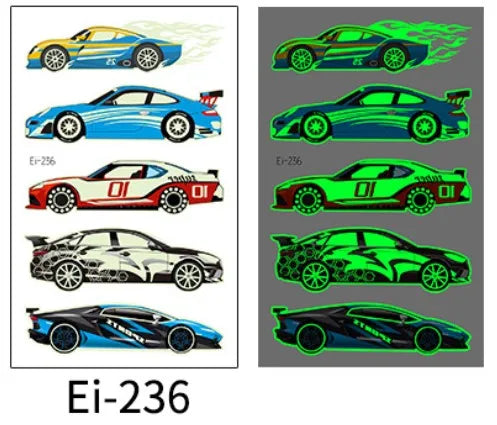 Glow in the Dark Motorcycle Tattoo Stickers for Kids – Waterproof Temporary Tattoo Stickers PLUSH 236