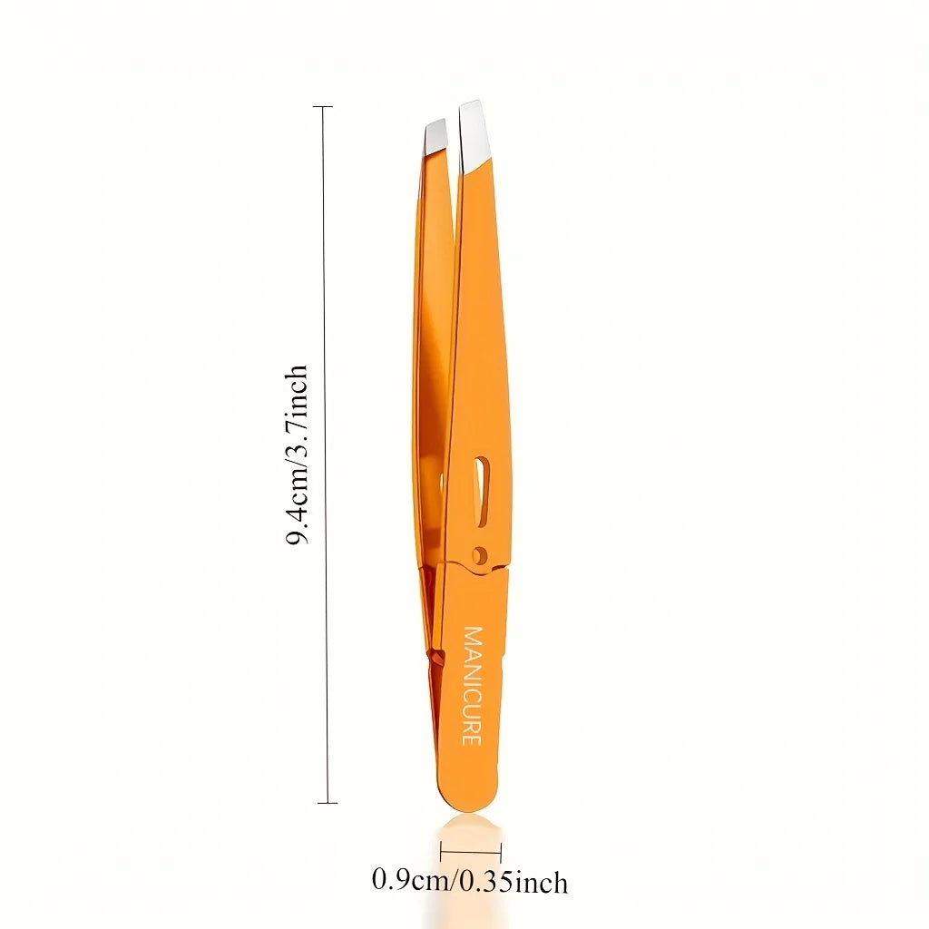 Ouriner Stainless Steel Slant Tweezers for Brow & Hair Shaping Eyebrow Tweezers PLUSH