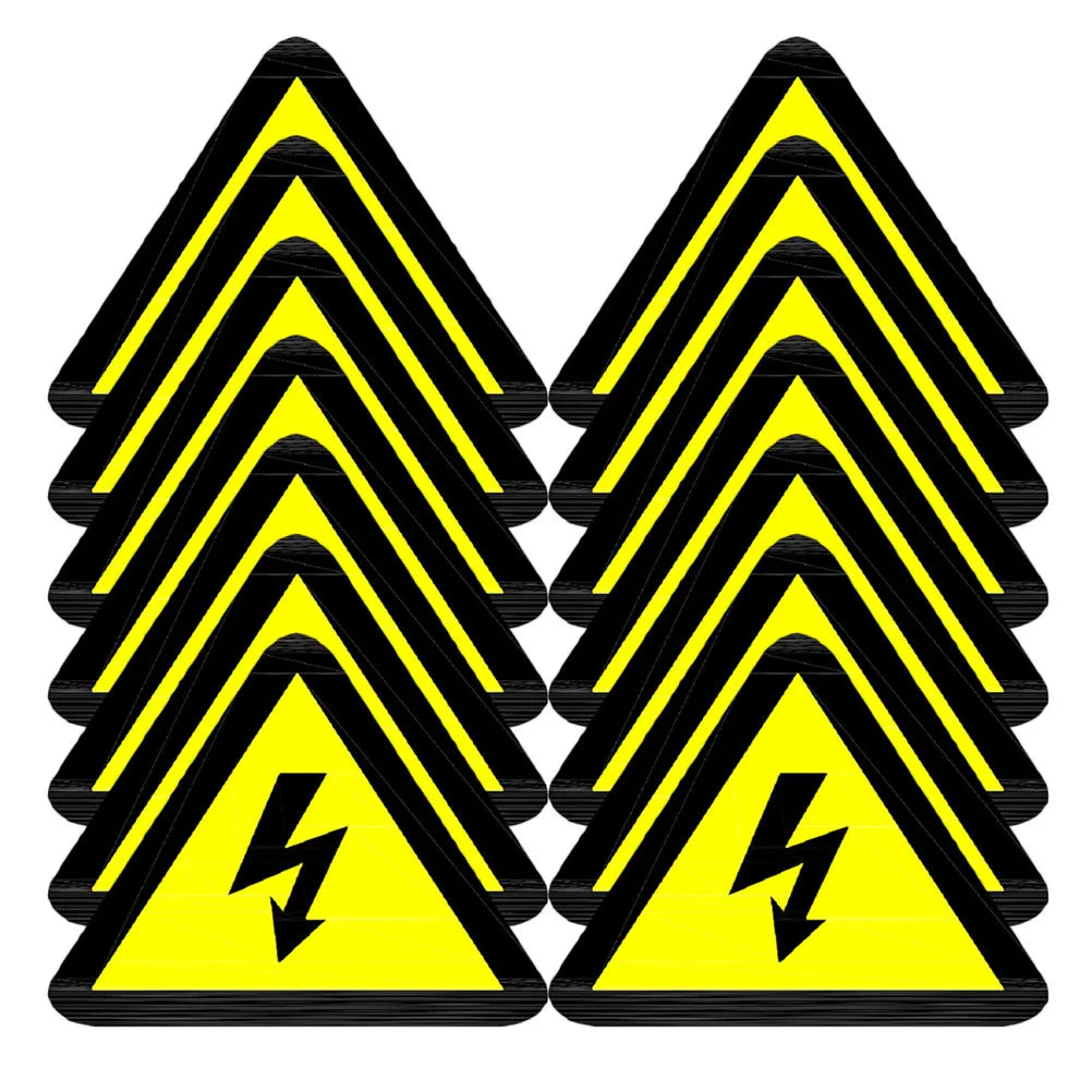 50pcs High Voltage Warning Stickers – Yellow Triangle Labels Electrical Warning Labels PLUSH other