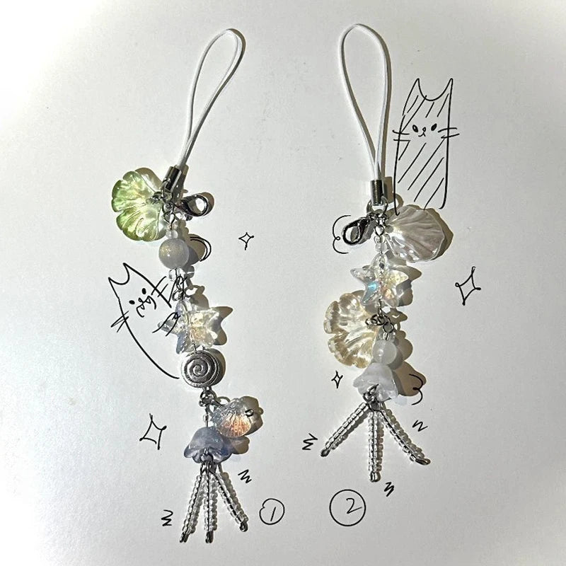 Ocean Seashell Jellyfish Phone Charm Strap & Bag Keychain Phone Charm Keychain PLUSH
