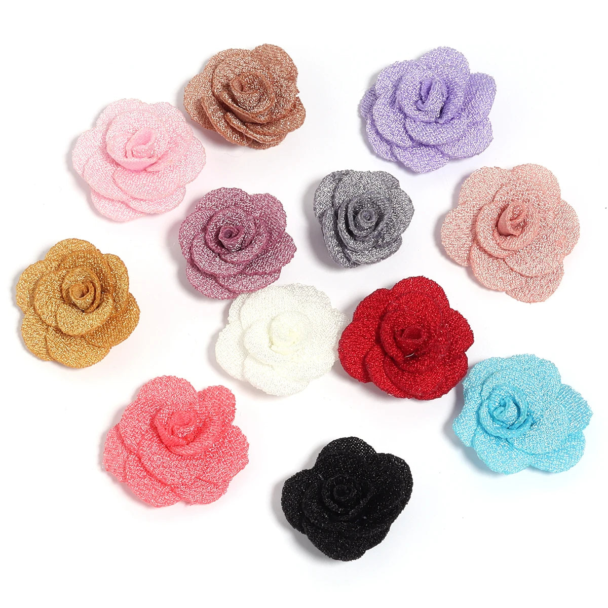 10pcs 3cm Fabric Rose Flowers for DIY Sewing & Crafts Fabric Flower Embellishments PLUSH mixed 3cm