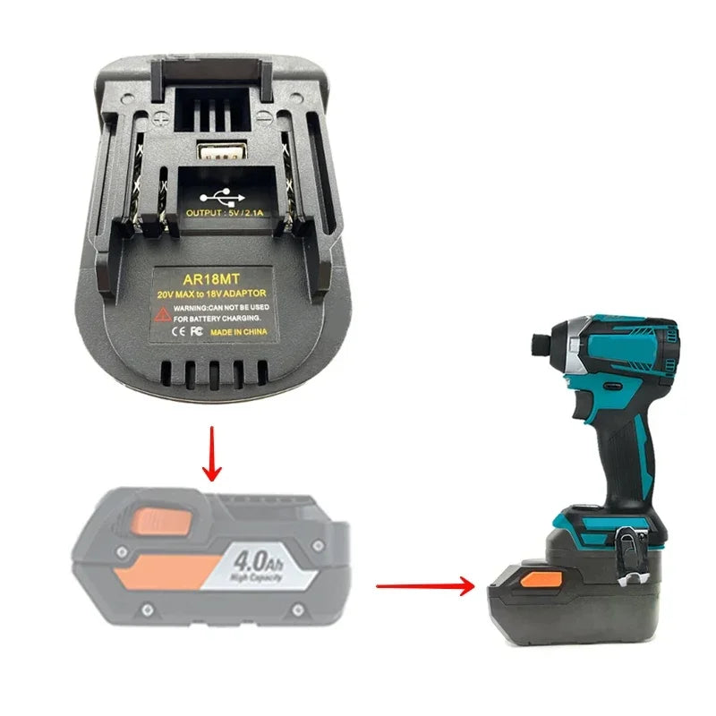ZWINCKY AR18MT Ridgid/AEG 18V to Makita 18V Battery Adapter Battery Adapter PLUSH