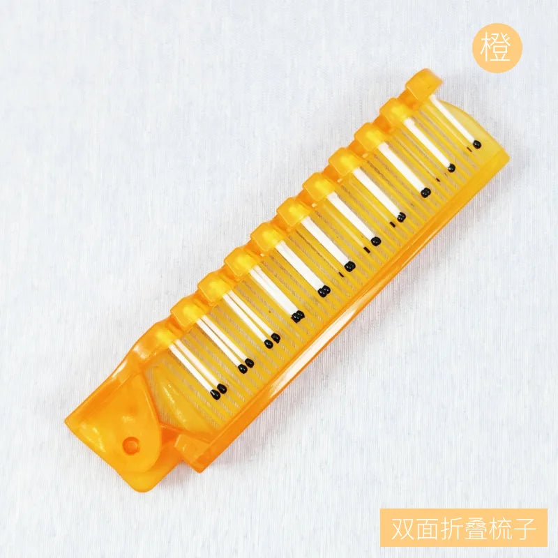 Portable Folding Hair Comb – Anti-Static Travel Comb Travel Hair Comb PLUSH Orange B