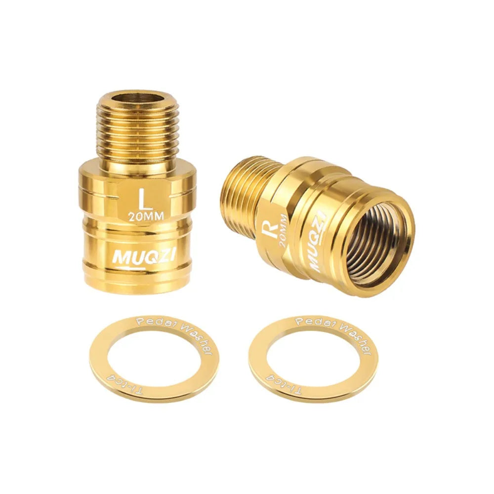 Titanium Alloy Bicycle Pedal Extenders 20mm 9/16" – 1 Pair Bicycle Pedal Extender PLUSH Gold