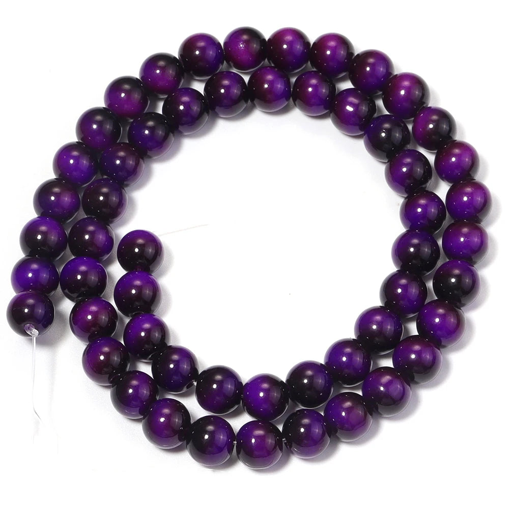 Purple Tiger Eye Glass Spacer Beads 6/8/10mm – DIY Jewelry Glass Spacer Beads PLUSH 8mm
