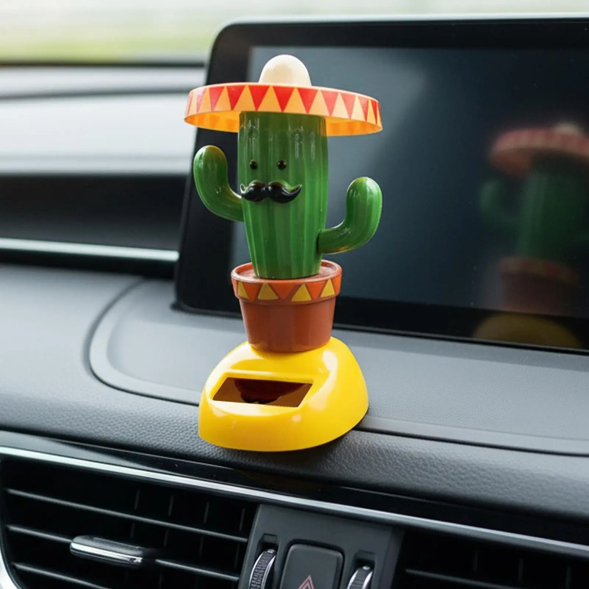 Solar Cactus Bobblehead Car Dashboard Ornament | Fun Gift Car Dashboard Ornament PLUSH