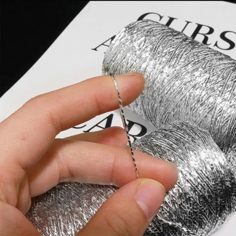 200M Silver Silk Yarn – Fine Crochet & Knitting Thread Craft Yarn Thread PLUSH