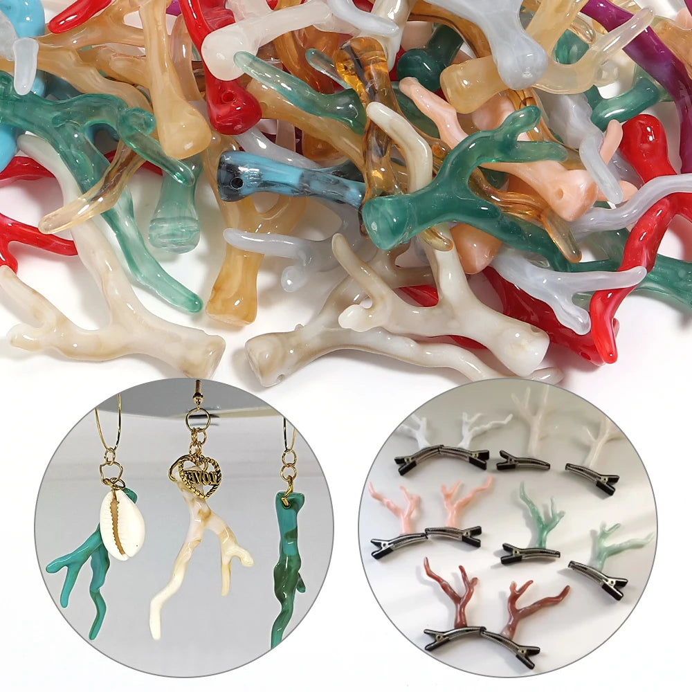 20pcs Coral Branch Acrylic Beads – Colorful DIY Jewelry Making Acrylic Jewelry Beads PLUSH