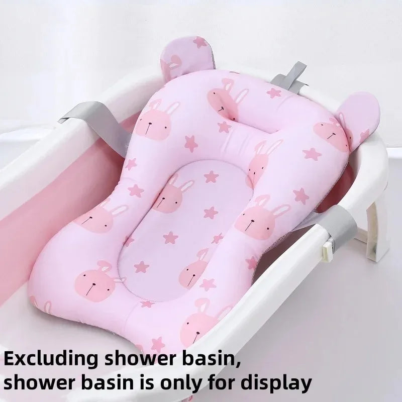 Foldable Baby Bath Seat Support Pad – Newborn Shower Cushion Baby Bath Support PLUSH Pink rabbit