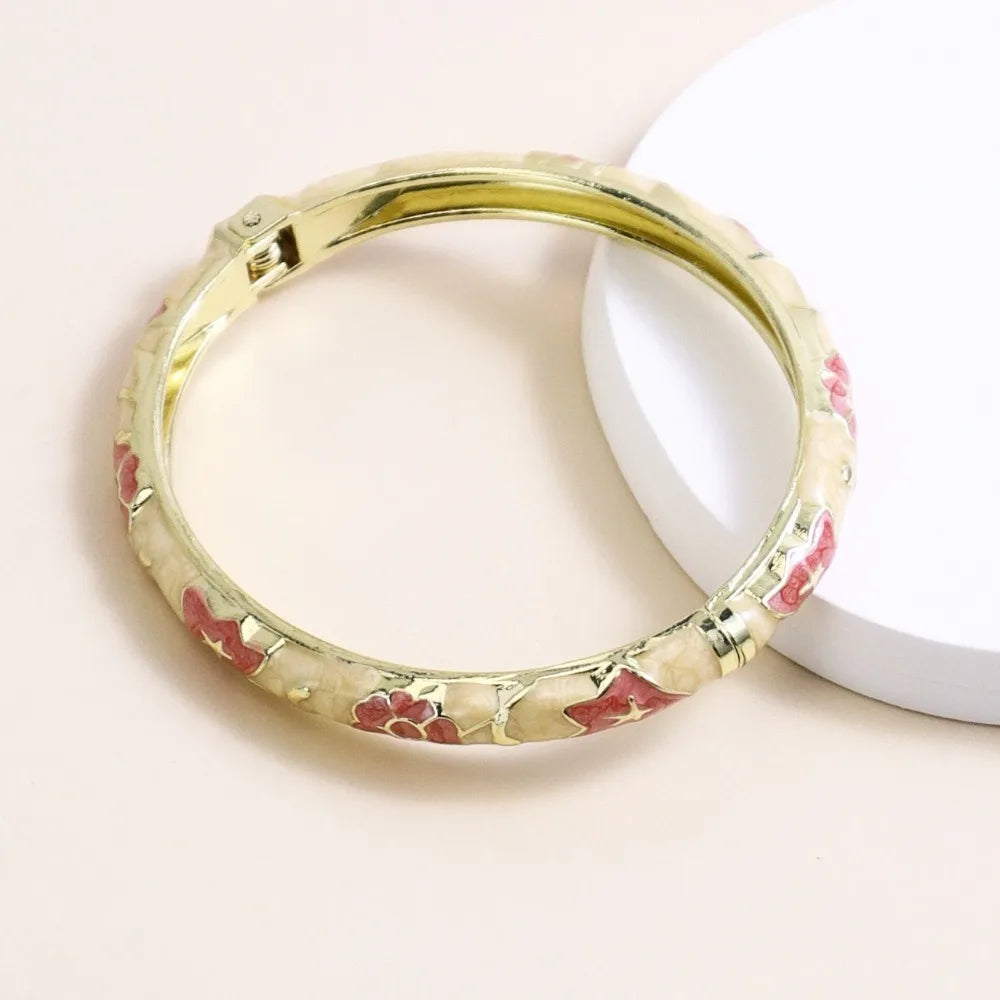 Retro Chinese Enamel Bangle – Zinc Alloy Dropped Glaze Bracelet Enamel Bangle Bracelet PLUSH Style 9