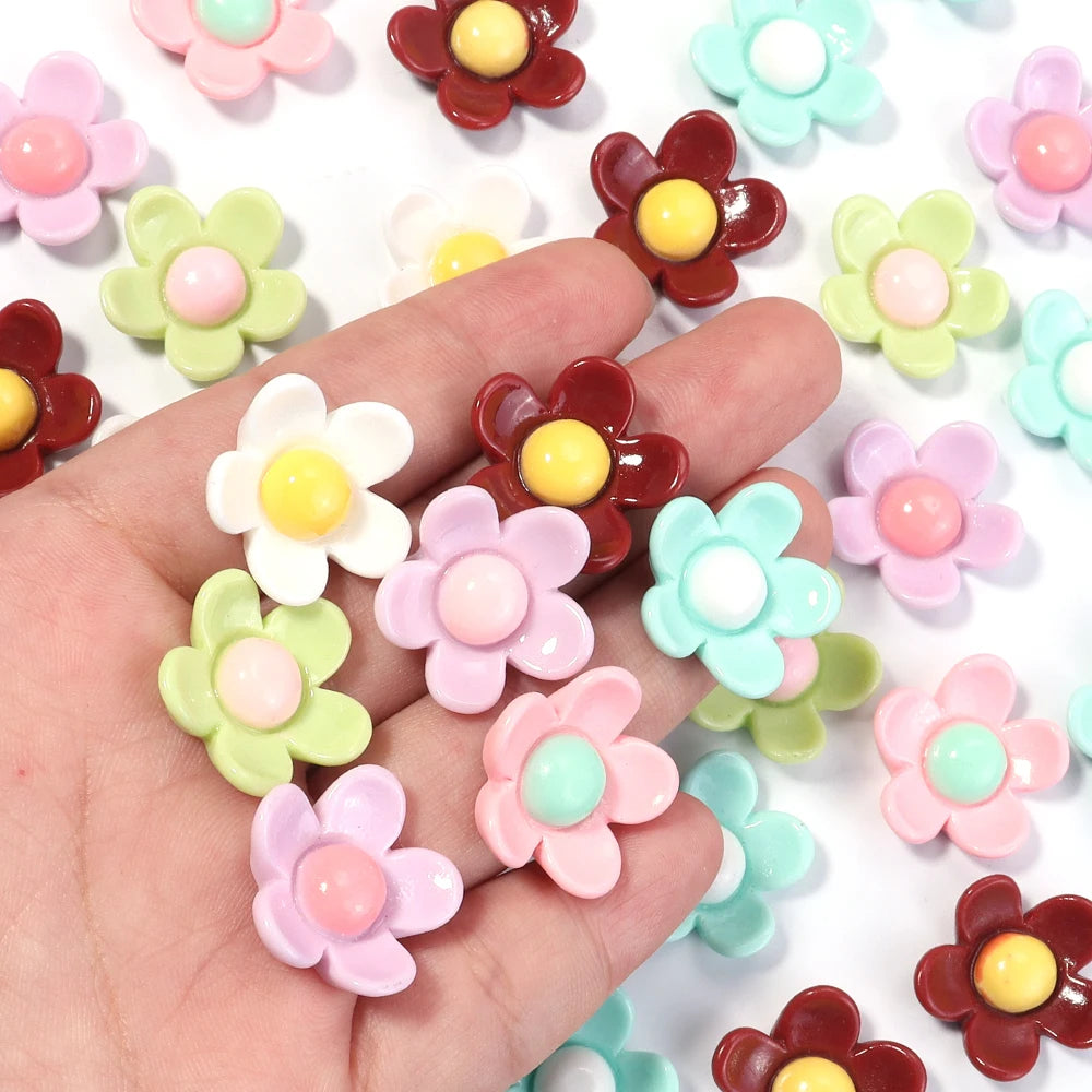 20pcs 3D Resin Flower Flatback Cabochons 20mm – DIY Jewelry Resin Flatback Cabochons PLUSH