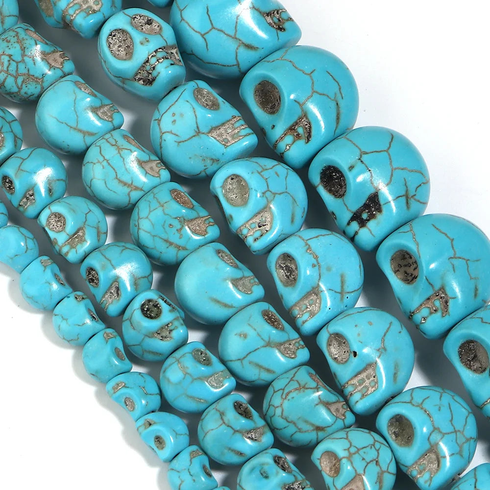 Turquoise Howlite Skull Beads | Natural Stone DIY Jewelry Spacers Natural Stone Beads PLUSH