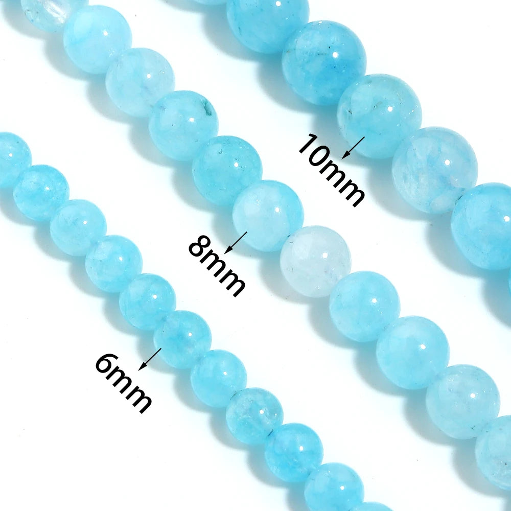 Lake Blue Round Crystal Glass Spacer Beads 6/8/10mm DIY Glass Spacer Beads PLUSH