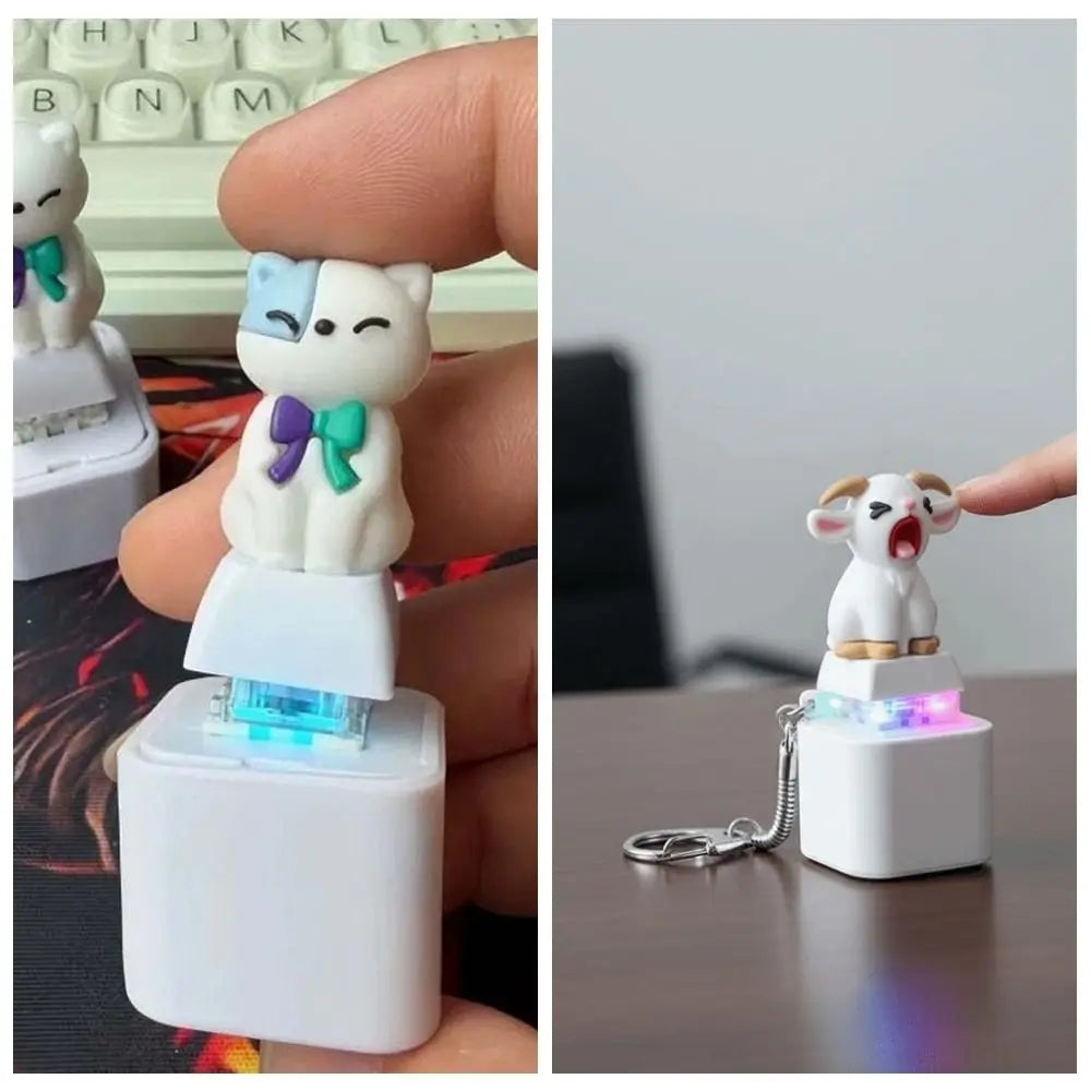Screaming Goat Keychain LED Glow Sound Fidget Button Toy Novelty Fidget Keychain PLUSH