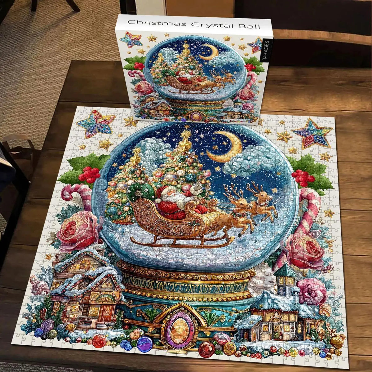 Christmas Snow Globe Puzzle – Festive Winter Scene Decor Set Christmas Puzzle Set PLUSH