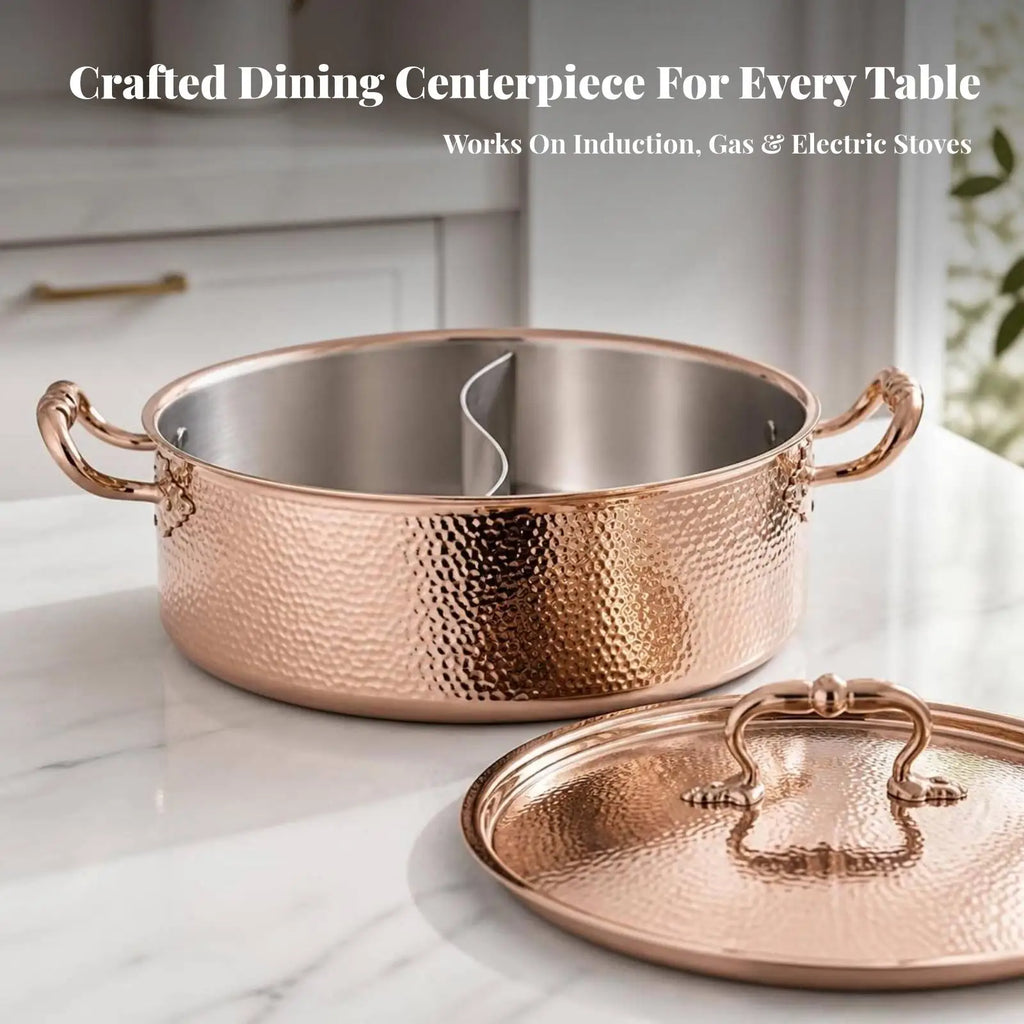 Stainless Steel Hot Pot with Leaf Handles | Shabu Shabu Hot Pot Cookware PLUSH