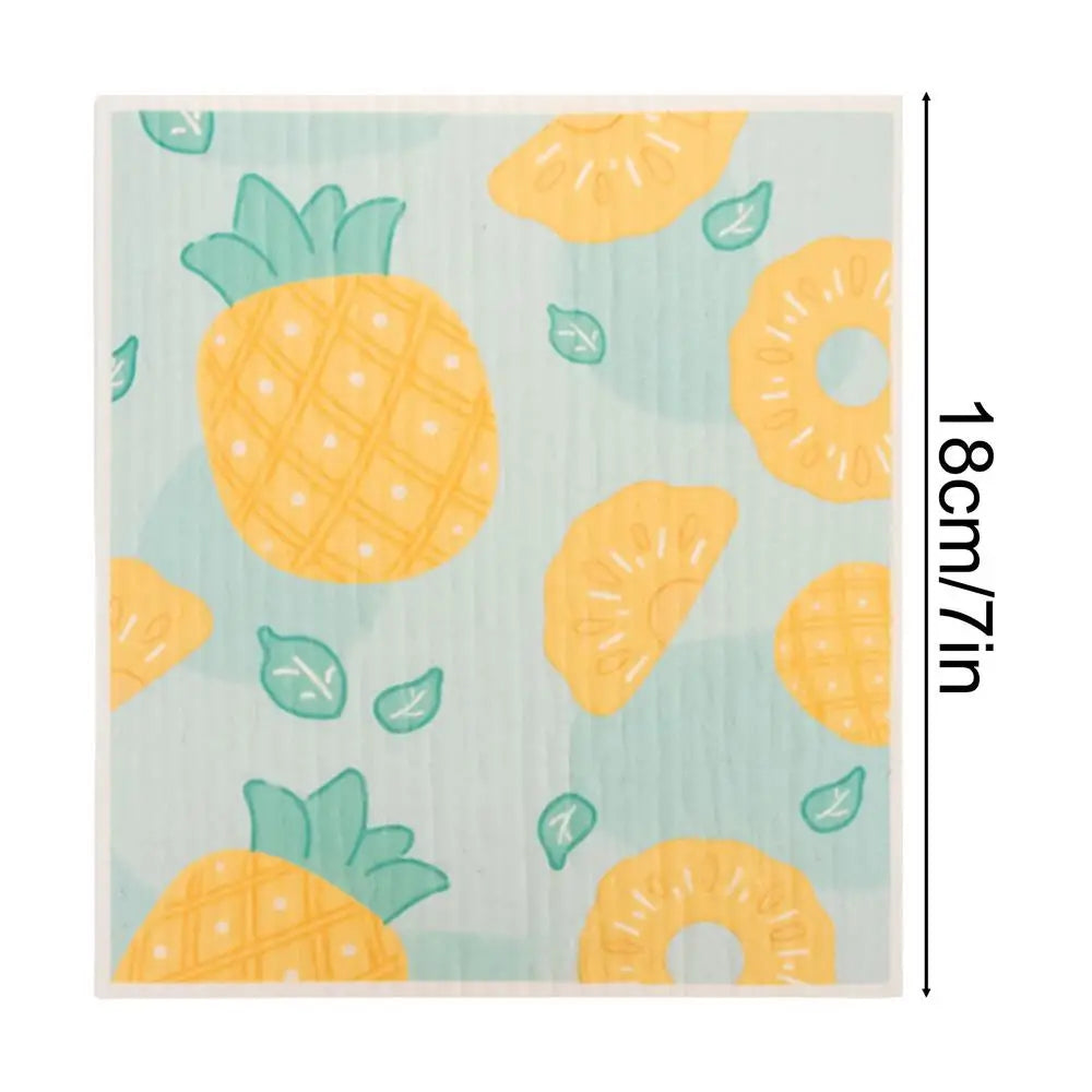 Reusable Wood Pulp Cotton Dishcloths & Scouring Pads Kitchen Cleaning Cloths PLUSH Yellow