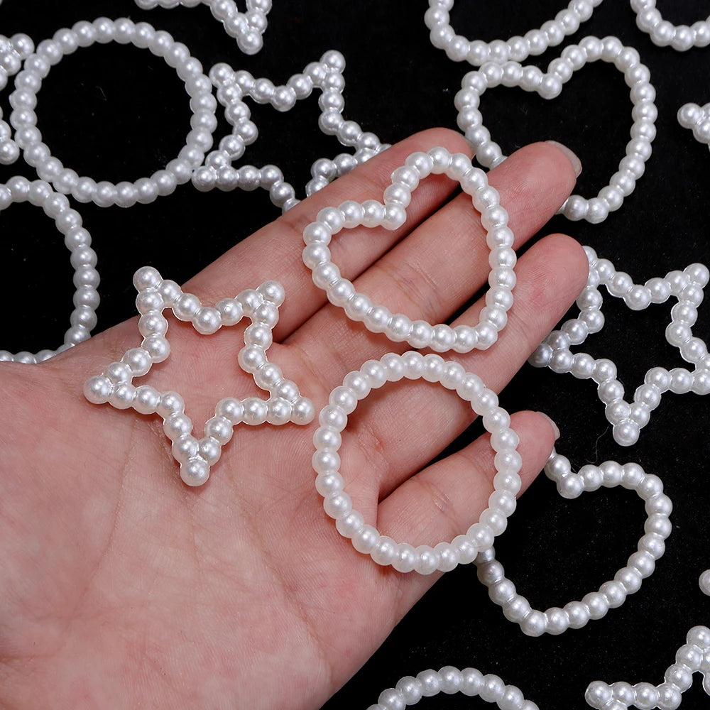 30pcs Pearl Hollow Spacer Beads Heart Star Round – DIY Jewelry Jewelry Making Beads PLUSH