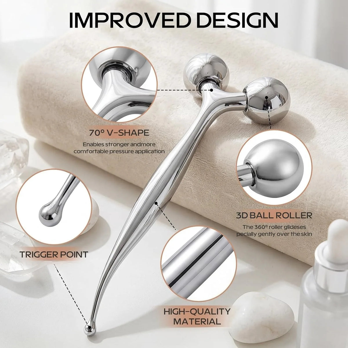 Stainless Steel Facial Roller & Gua Sha Sculpting Tool Facial Sculpting Tool PLUSH