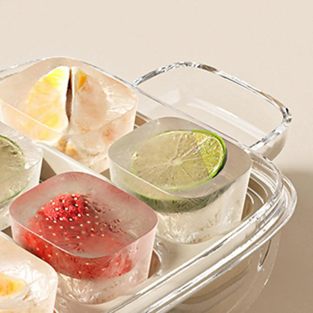 6-Grid Silicone Ice Cube Tray with Lid – Reusable Freezer Mold Silicone Ice Tray PLUSH