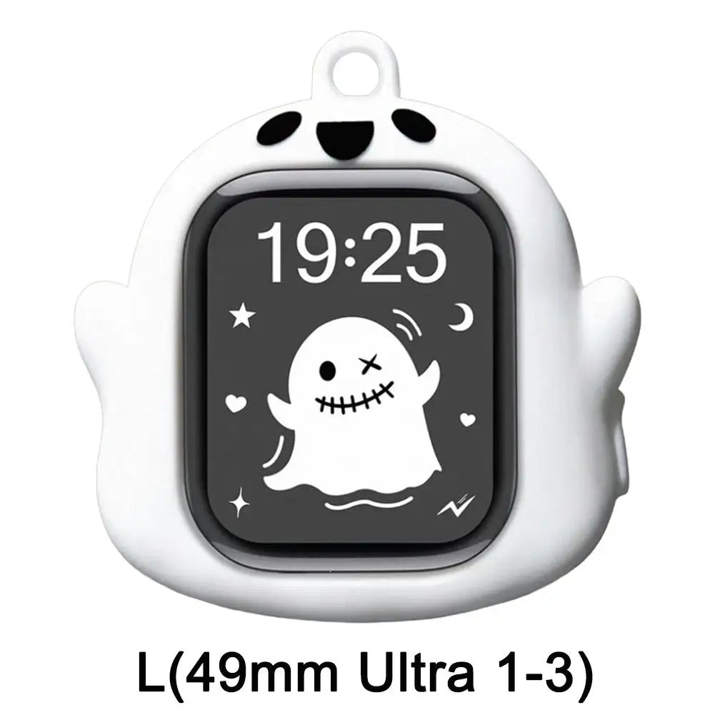 Glow Ghost Silicone Case Apple Watch Series 8 9 10 11 Ultra Watch Protective Case PLUSH F