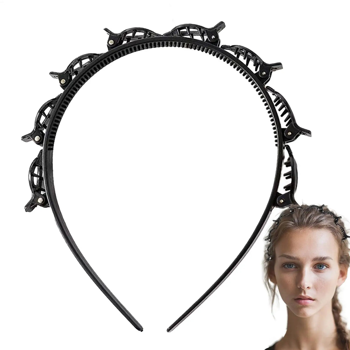 Women's Headband with Clips – Twist Plait Hair Hoop Hairpin Clip Headband PLUSH