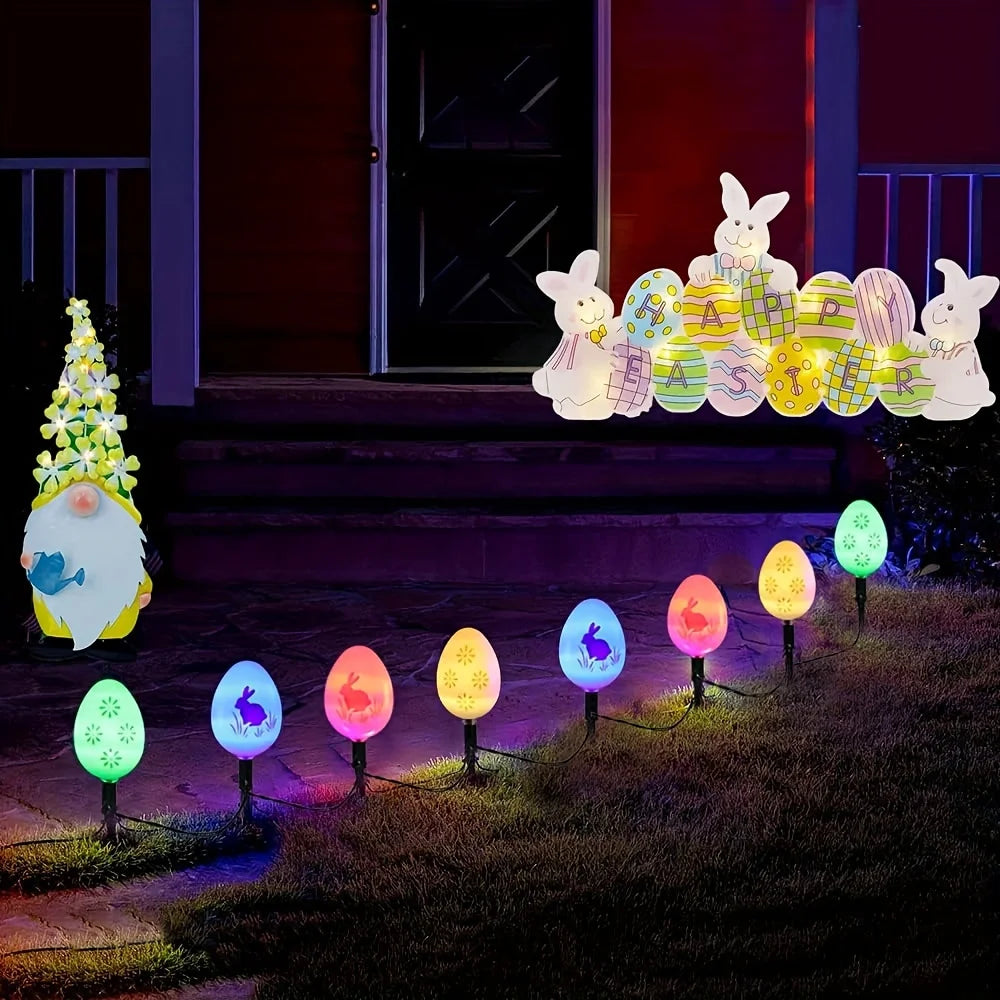 Solar Easter Egg Stake Lights – 8 Modes LED Garden Decor Solar Garden Stake Light PLUSH