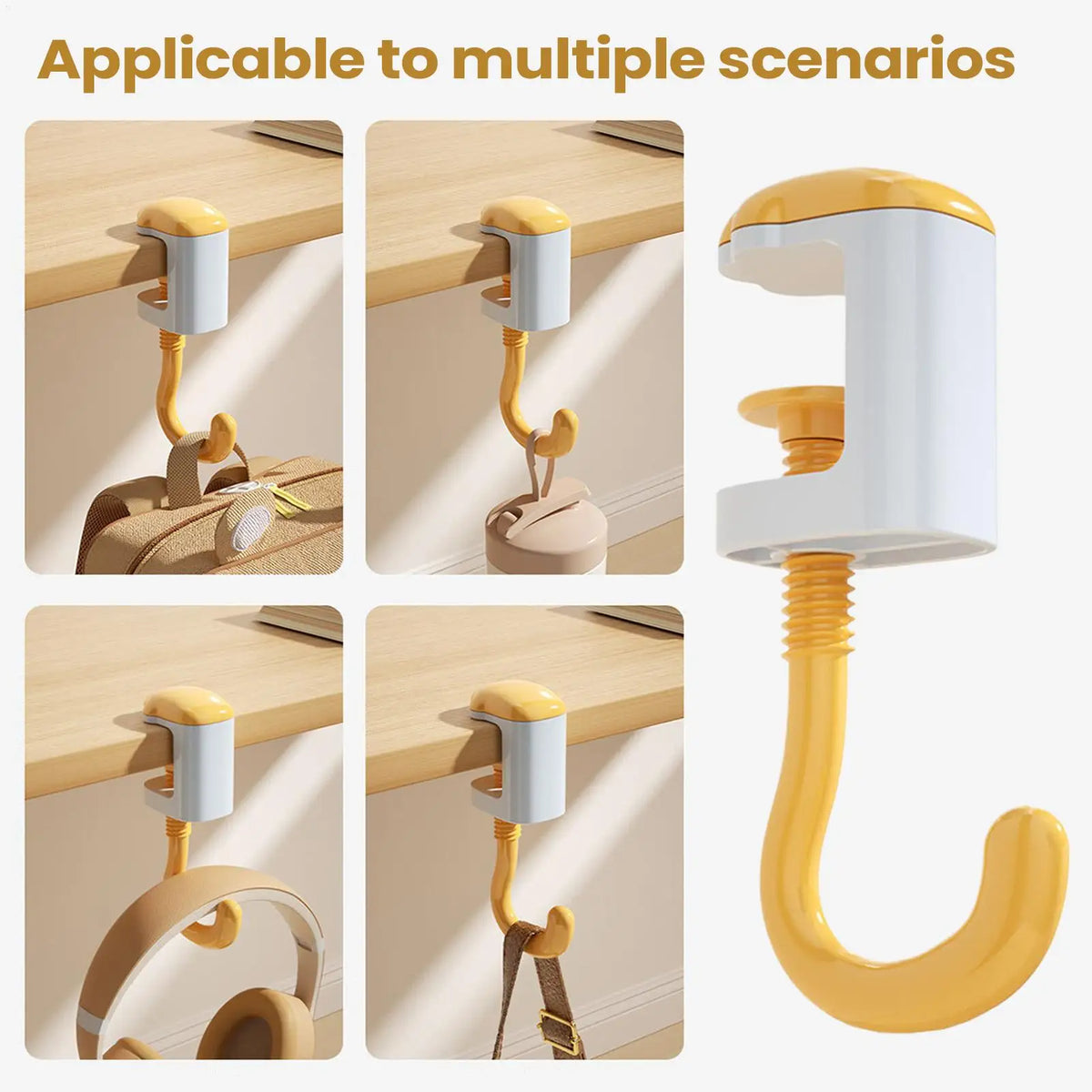 Portable Clamp-On Table Hook – Purse & Bag Hanger Organizer Table Bag Hook PLUSH