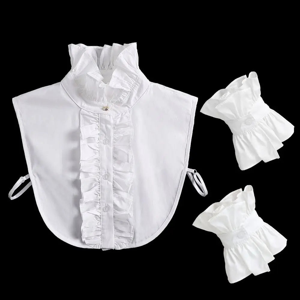 Women's Detachable Fake Collar V-Neck Ruffle Pleated Cuff Detachable Collar PLUSH