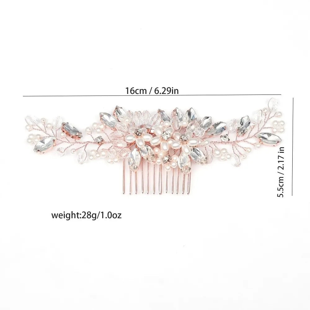 Pearl Flower Bridal Hair Comb – Sparkling Wedding Headpiece Bridal Hair Comb PLUSH