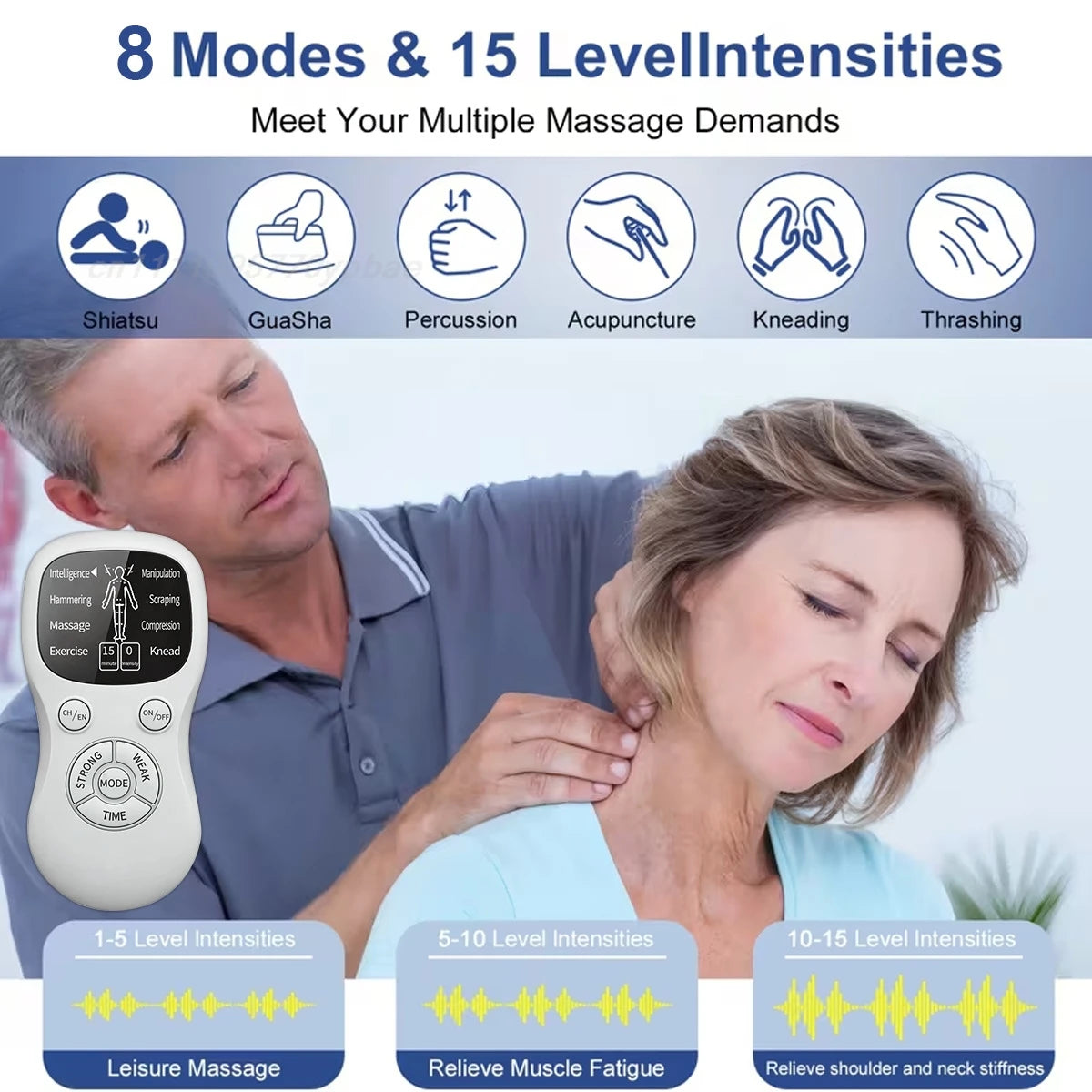 EMS Dual Output Electric Massager – 8 Modes, Full Body EMS Electric Massager PLUSH