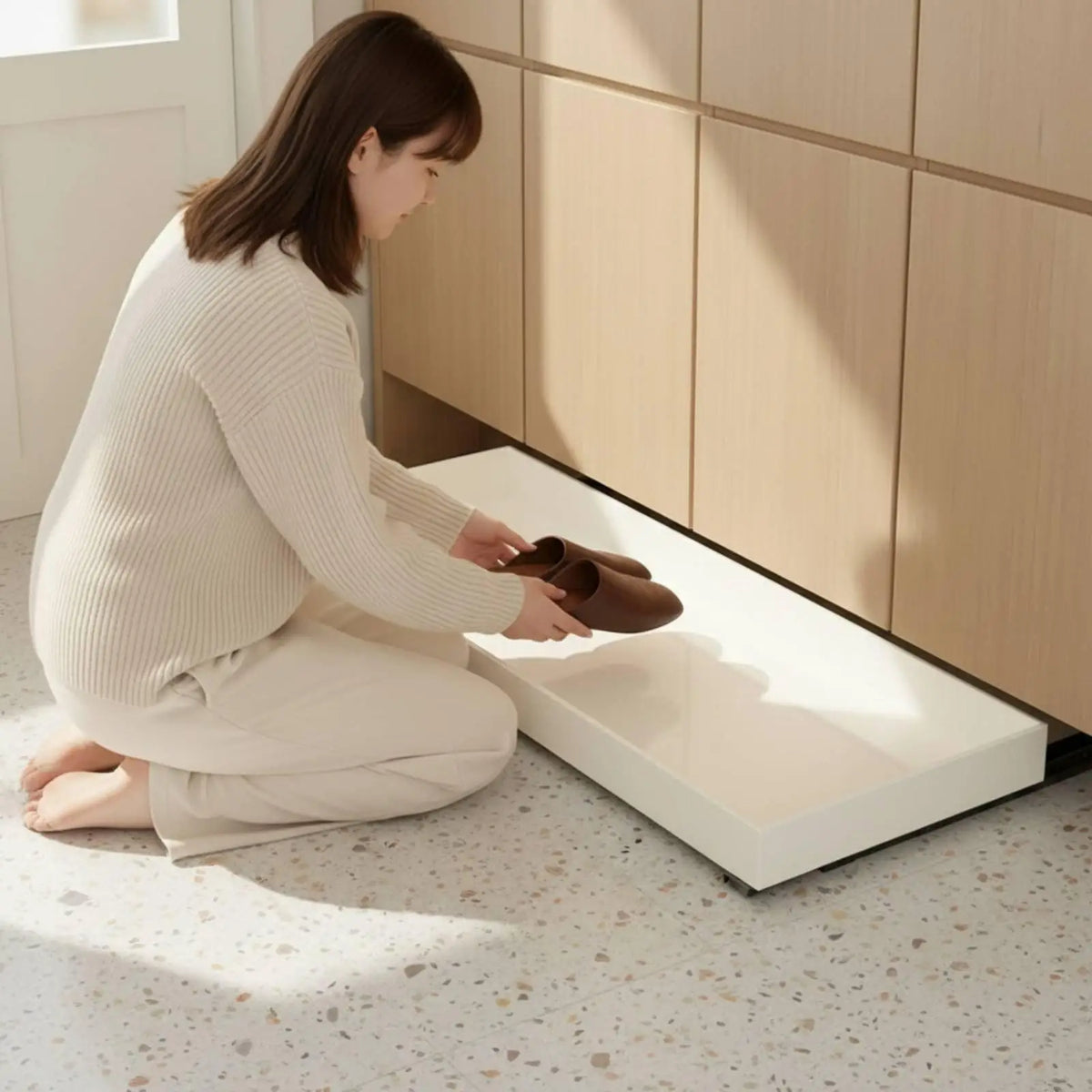 Under Cabinet Pull-Out Shoe Drawer | Iron Storage Rack Shoe Storage Drawer PLUSH