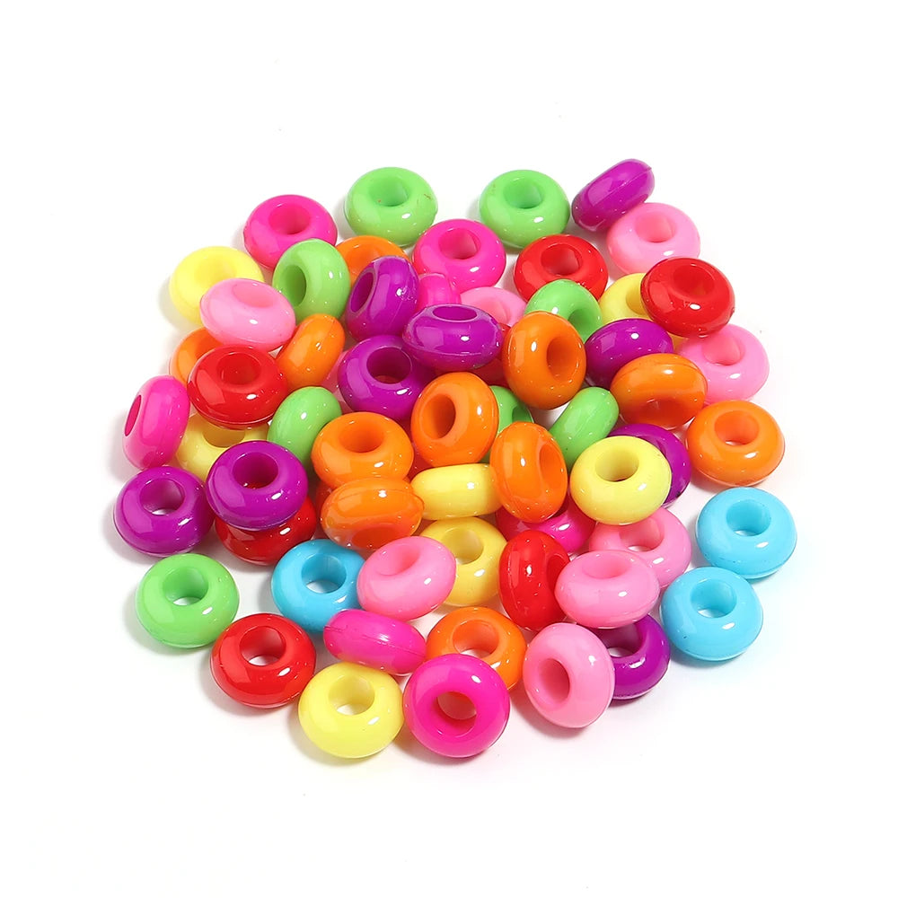 50-100pcs Abacus Acrylic Flat Round Big Hole Spacer Beads DIY Acrylic Spacer Beads PLUSH 12mm x 100pcs