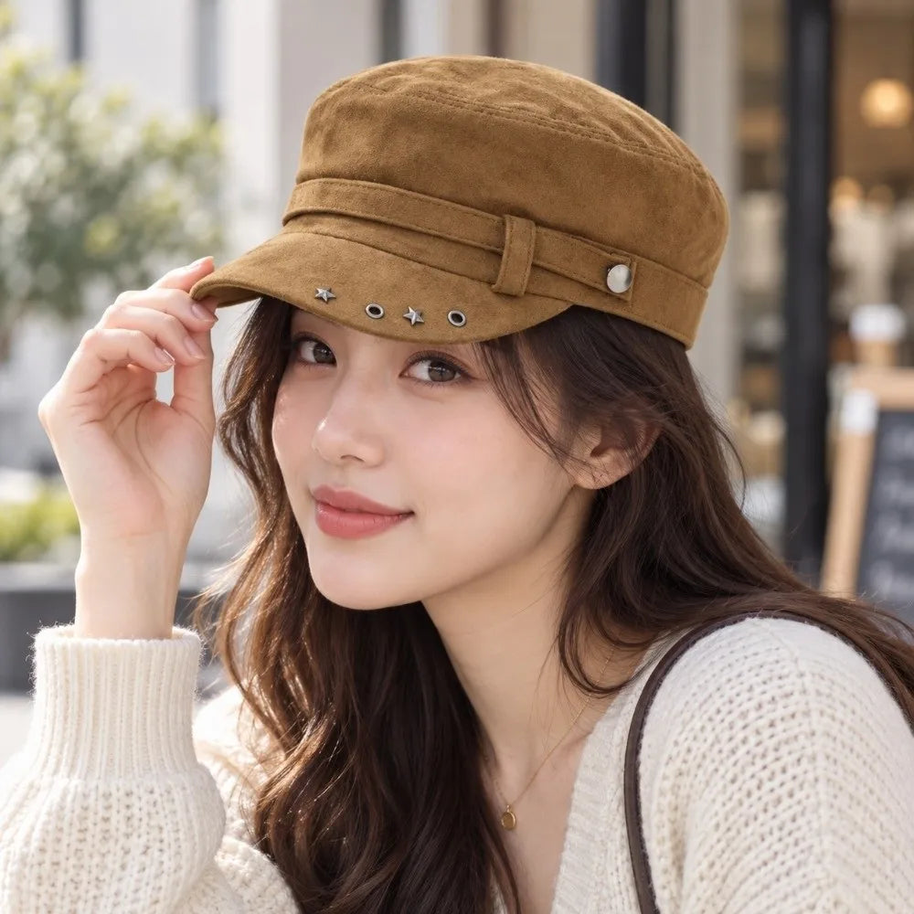 Vintage Newsboy Peaked Cap – Soft Flat Top Hat for Women Newsboy Flat Cap PLUSH
